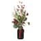 16.5" Red Berry & Greenery Arrangement in Black Ceramic Vase by Ashland®